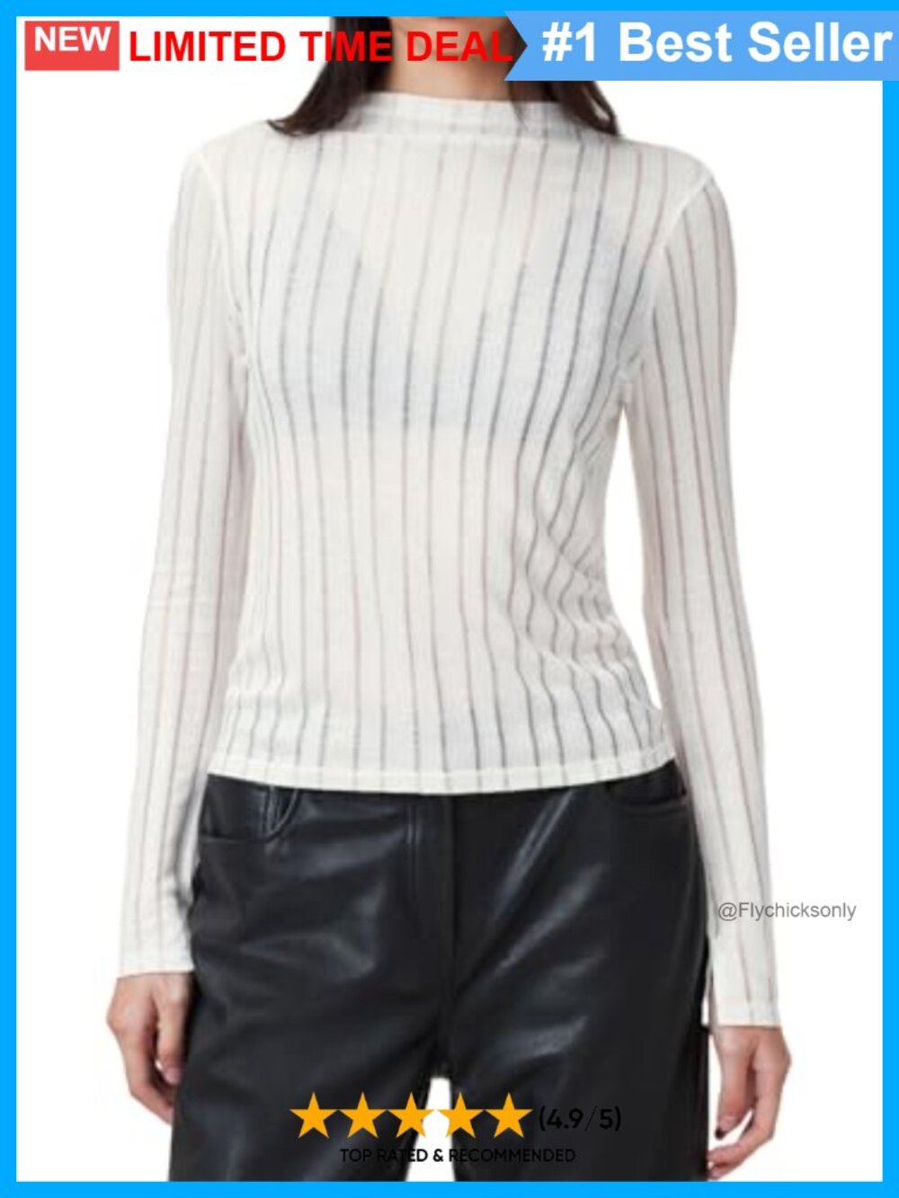 AllSaints Aki Long Sleeve Striped Tee Modern Fit Crew Neck Pullover